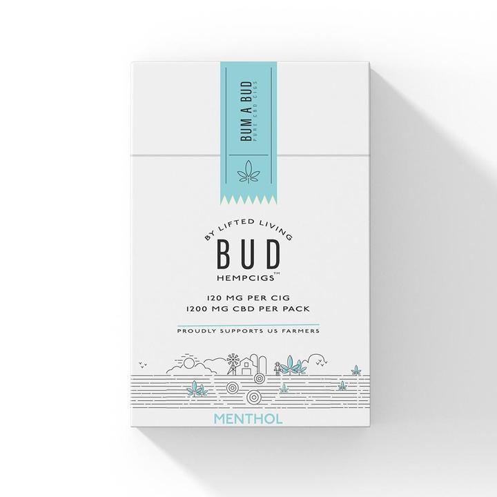 CARTON | Bud Hempcigs | 1200 mg per pack | 10 packs in a Carton | Menthol